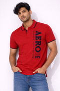 Premium Red Cotton Polo Fabric | Soft & Breathable Knit Texture