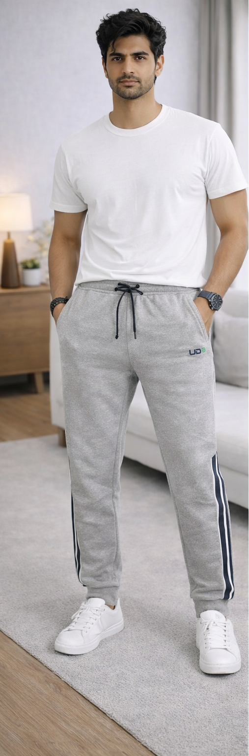 Urban Dreams Essential Heather Grey Side-Stripe Joggers