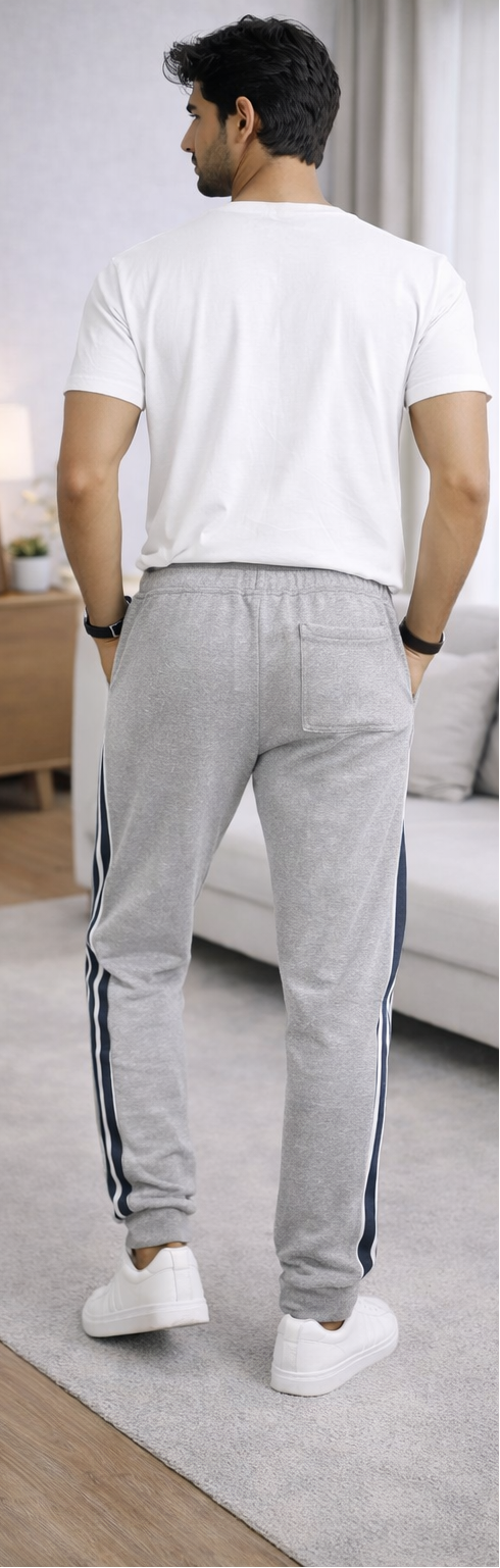 Urban Dreams Essential Heather Grey Side-Stripe Joggers