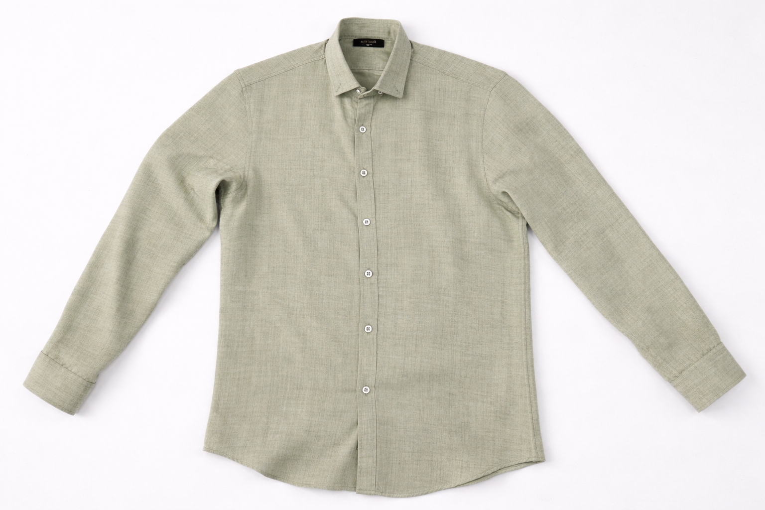 Men’s Sage Green Linen Blend Shirt – Slim Fit Casual Essential