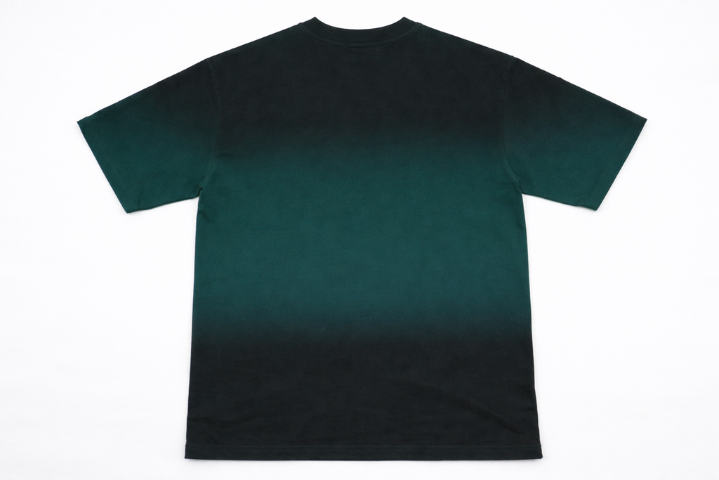 "Brooklyn 1898" Ombre Gradient Drop Shoulder T-Shirt – Pine Green & Black Streetwear