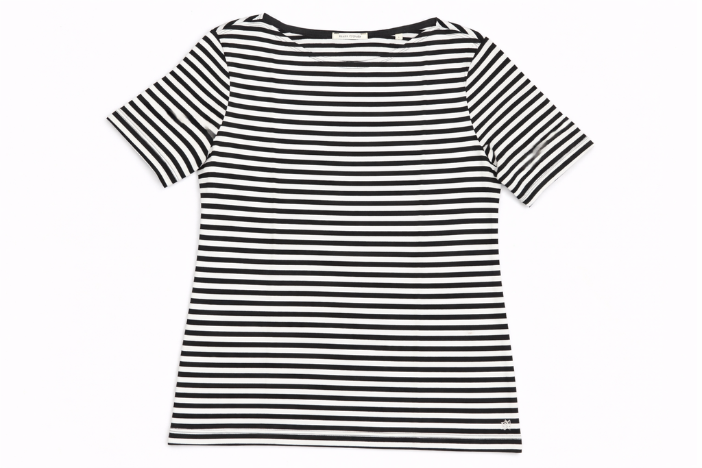 Black & White Striped Cotton T-Shirt for Women | Classic Slim Fit Tee