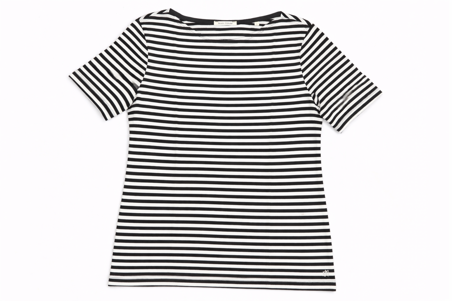 Black & White Striped Cotton T-Shirt for Women | Classic Slim Fit Tee