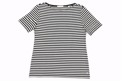 Black & White Striped Cotton T-Shirt for Women | Classic Slim Fit Tee