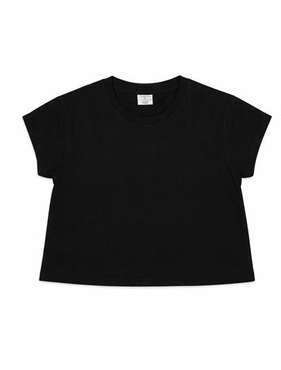 Solid Black and Navy Blue Mid-Length Crop T-Shirts for Women