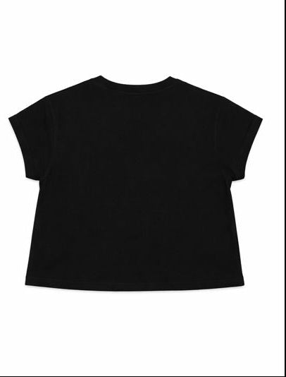Solid Black and Navy Blue Mid-Length Crop T-Shirts for Women
