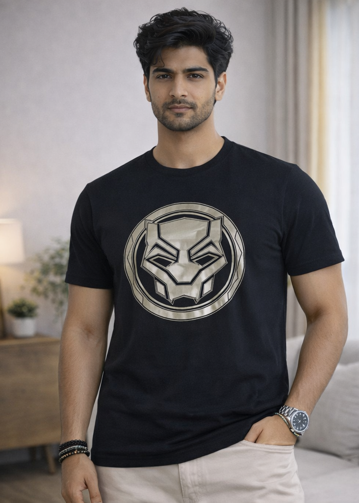 Marvel Black Panther Silver Emblem Graphic Tee