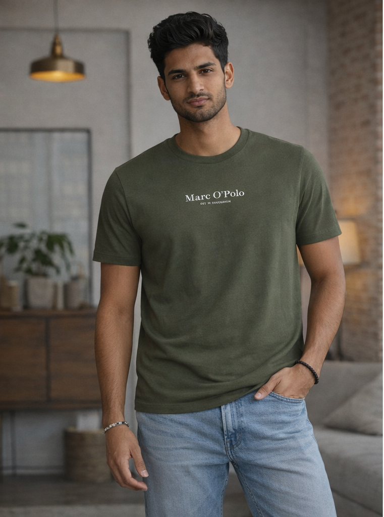Men's Minimalist Logo T-Shirt – Olive Green Regular Fit