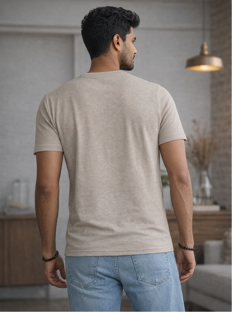 Denim & Flower Heritage Textured Tee – Oatmeal