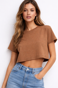 Minimal Crop Top – Warm Brown