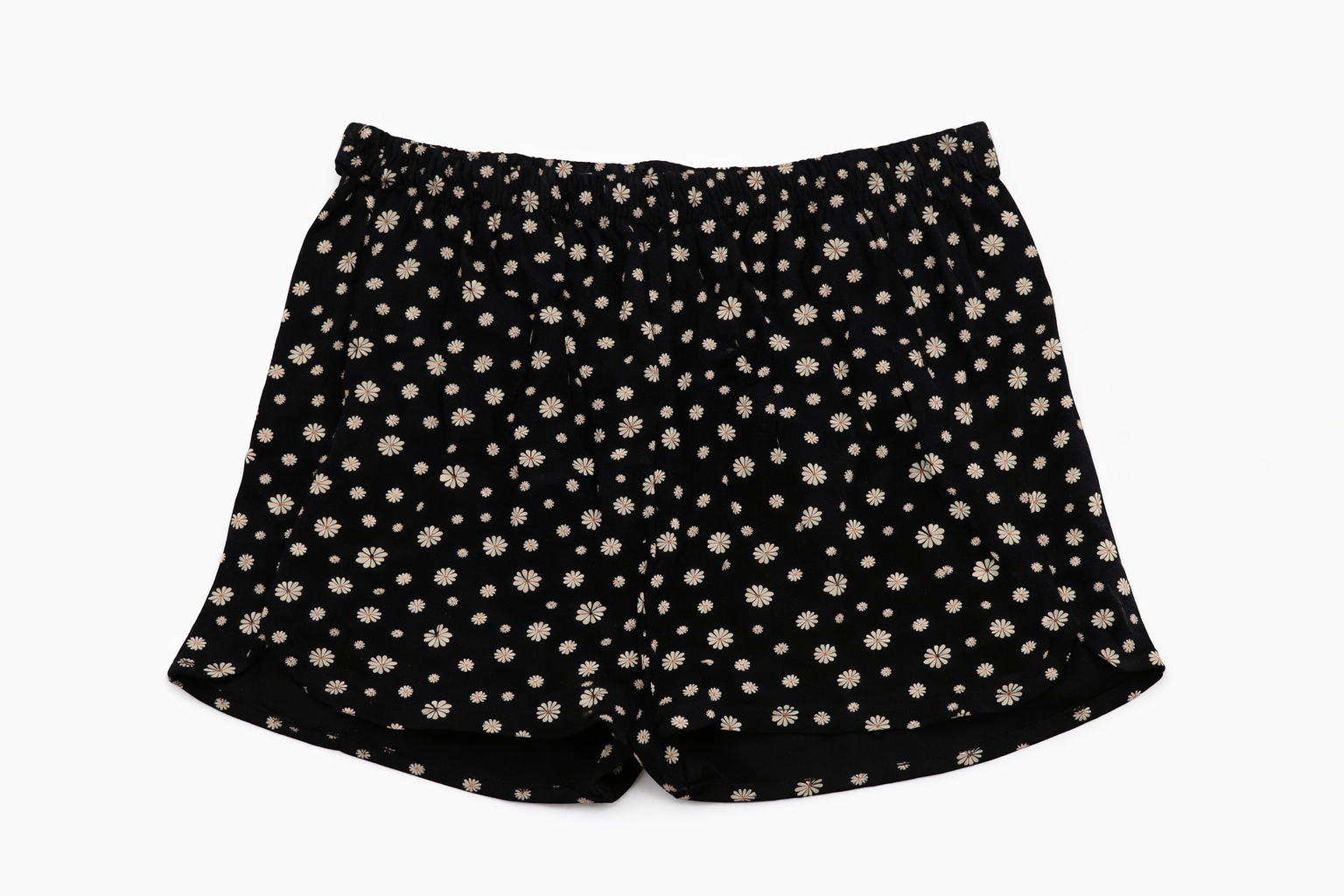 Black Floral High-Waist Shorts for Women | Soft Flowing Summer Fit