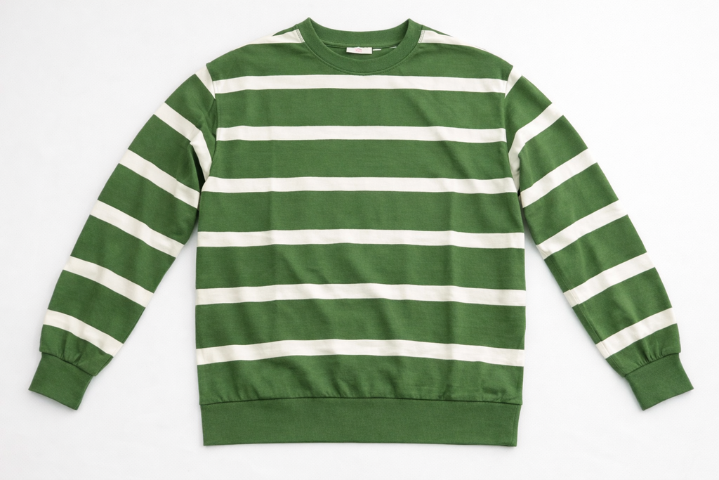 Relaxed Fit Striped Sweatshirt – Green & White
