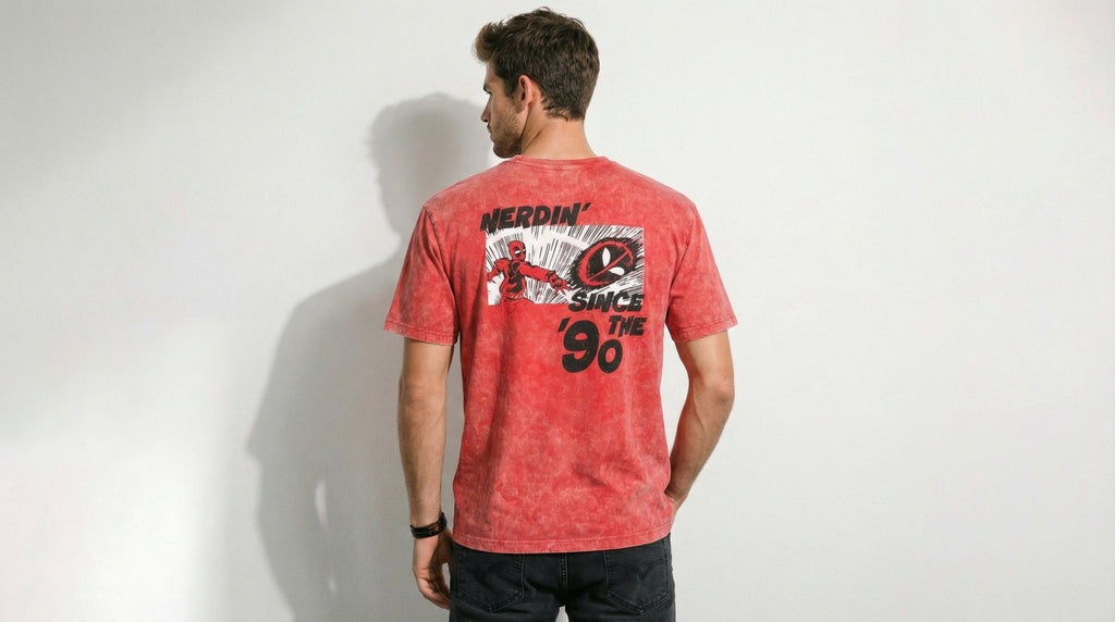 Deadpool Red Acid-Wash  Graphic T-Shirt