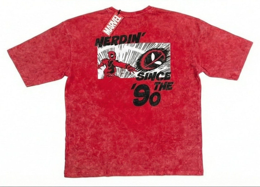 Deadpool Red Acid-Wash  Graphic T-Shirt