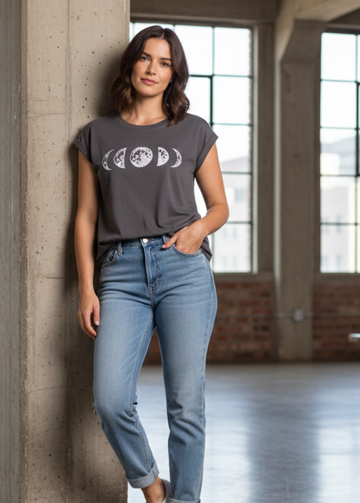 Moon Phase Sleeveless T-Shirt for Women