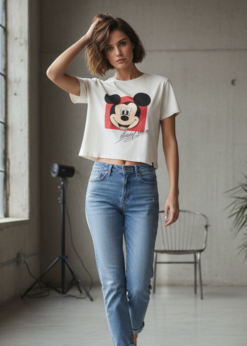 Disney© Mickey Mouse Graphic Crop T-Shirt – Studio Collection Edition