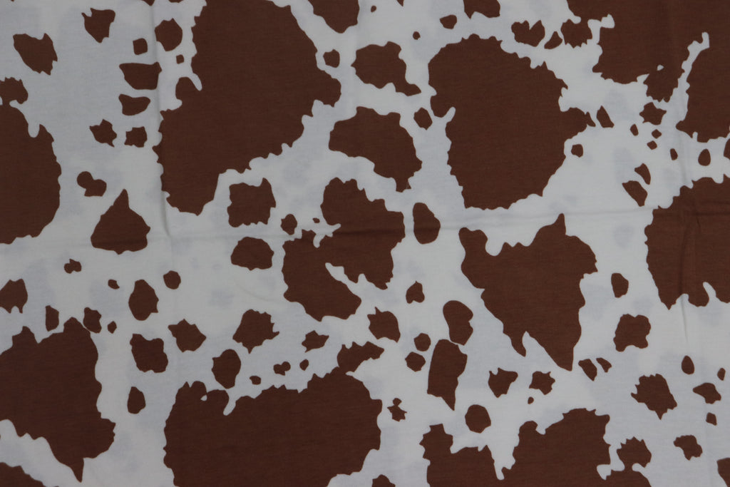 Brown & Cream Cow Print Mid-Length Crop T-Shirt for Women