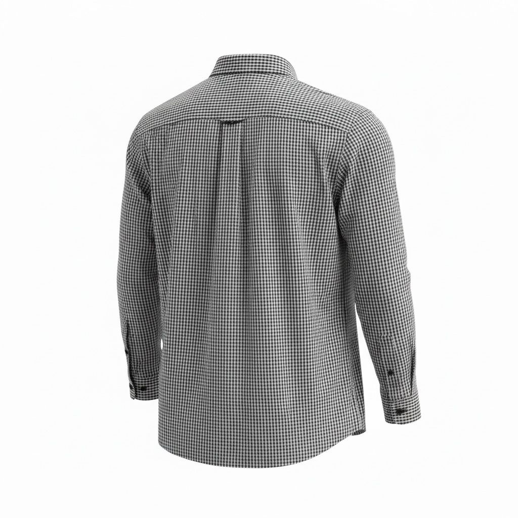 Men’s Slim Fit Black & White Micro Checkered Casual Shirt
