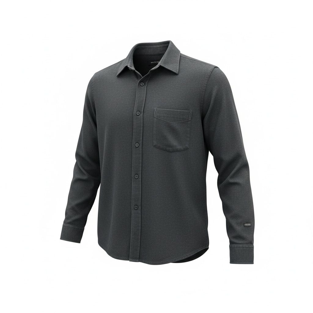 Men Charcoal Grey Slim Fit Solid Casual Shirt