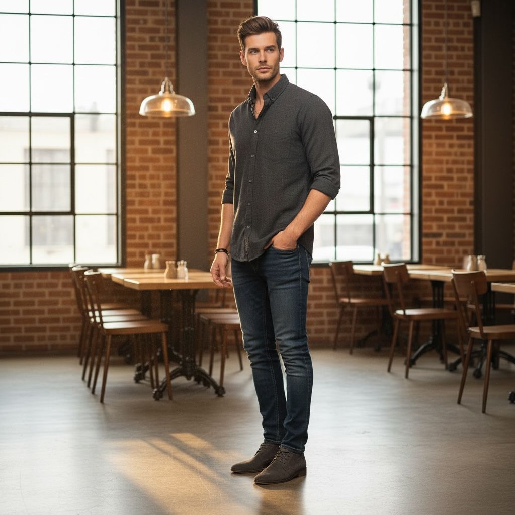 Men Charcoal Grey Slim Fit Solid Casual Shirt