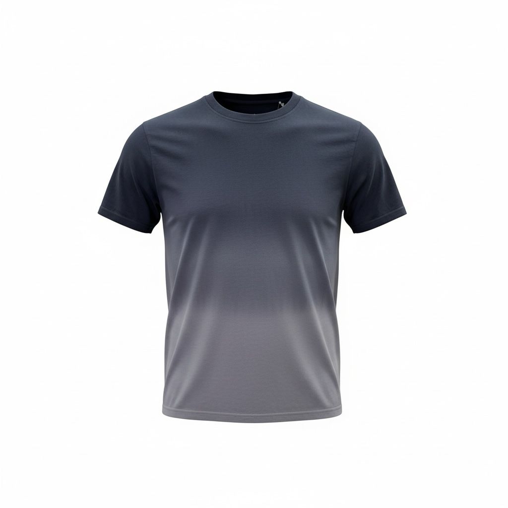 Men Navy Blue & Grey Ombre T-shirt