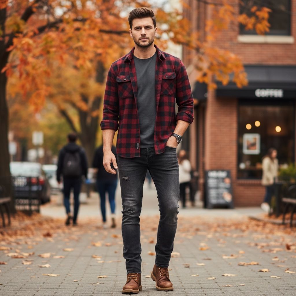 Men Maroon & Black Checked Slim Fit Casual Shirt