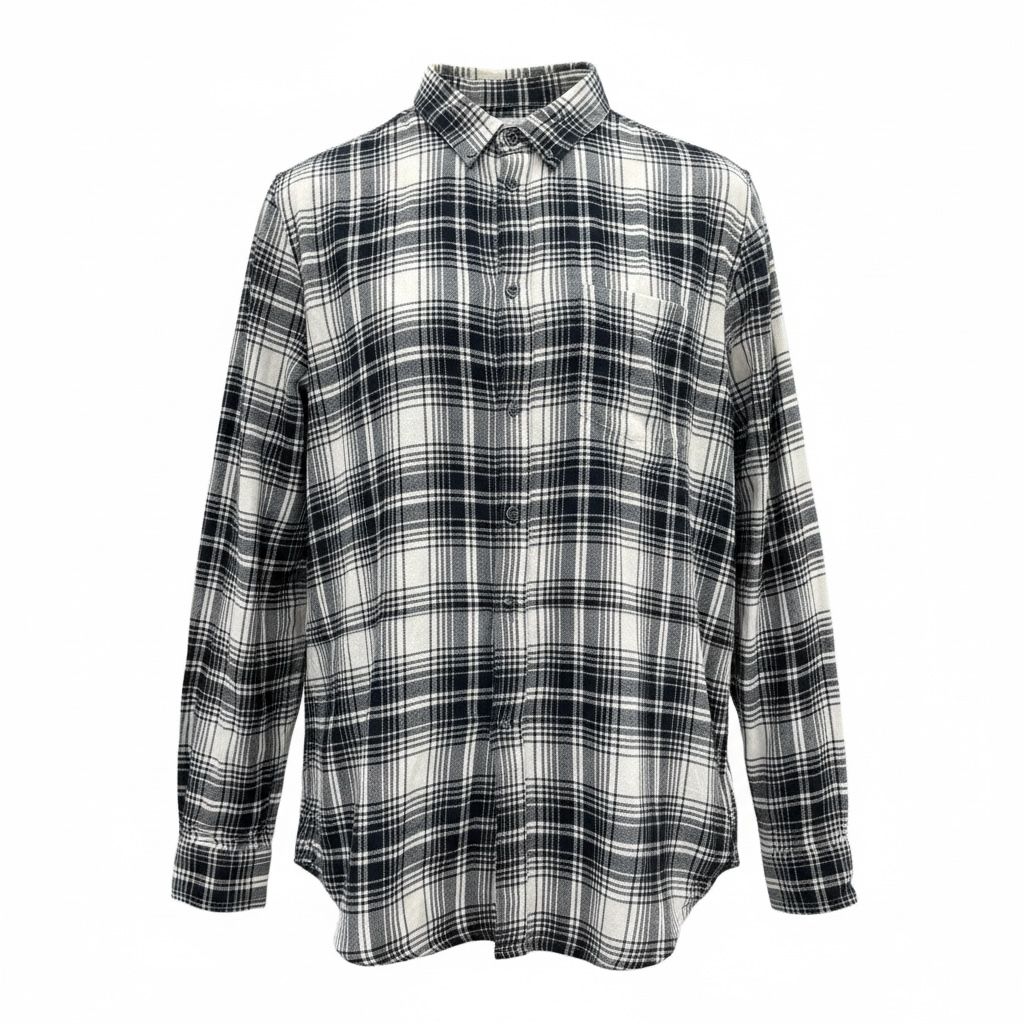 Men Black & White Checked Slim Fit Casual Shirt