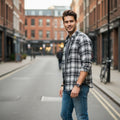 Men Black & White Checked Slim Fit Casual Shirt