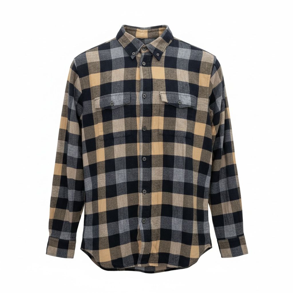 Men Black & Beige Checked Slim Fit Casual Shirt