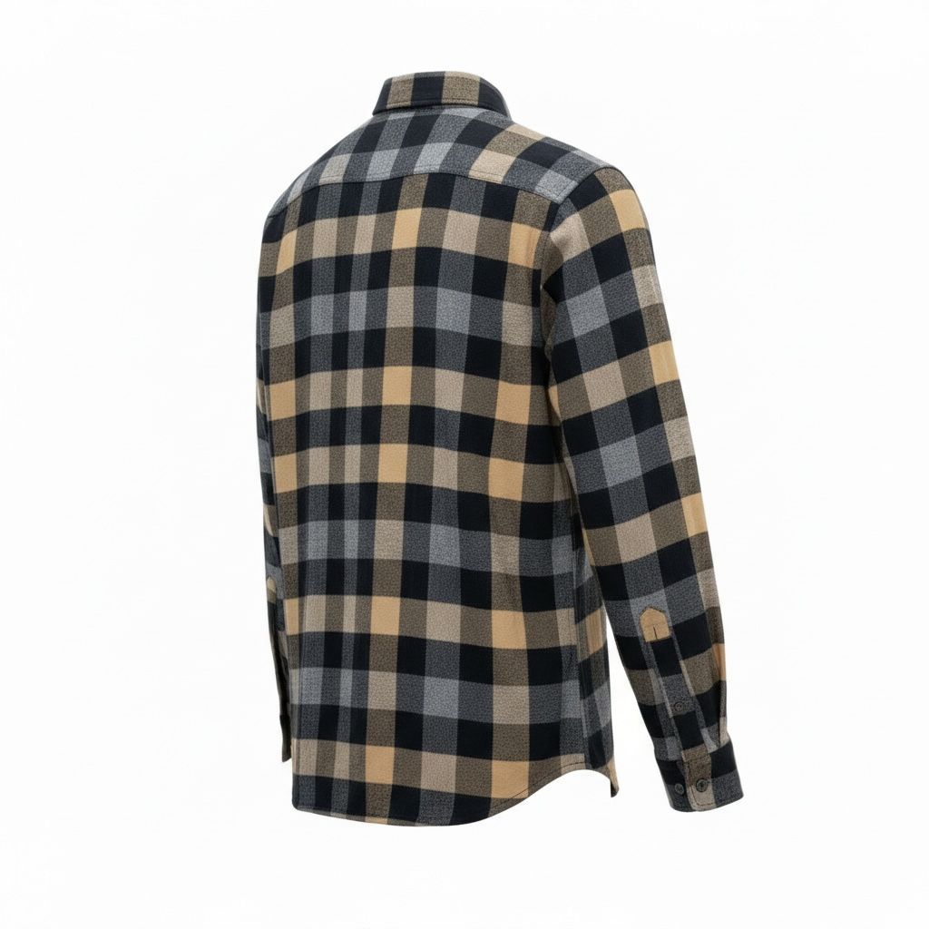Men Black & Beige Checked Slim Fit Casual Shirt