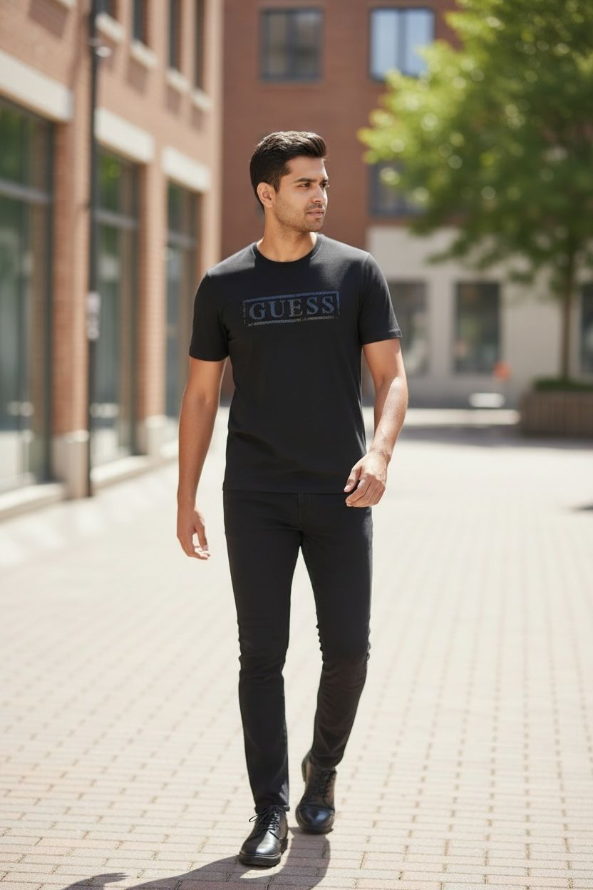 Men’s GUESS Black Logo Printed T-Shirt