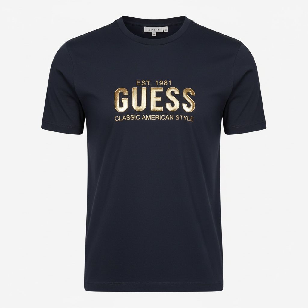 Men’s GUESS Navy Blue Logo Printed T-Shirt