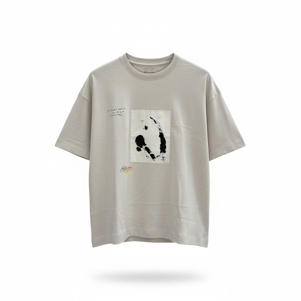 Men’s Beige Graphic Printed Oversized T-Shirt