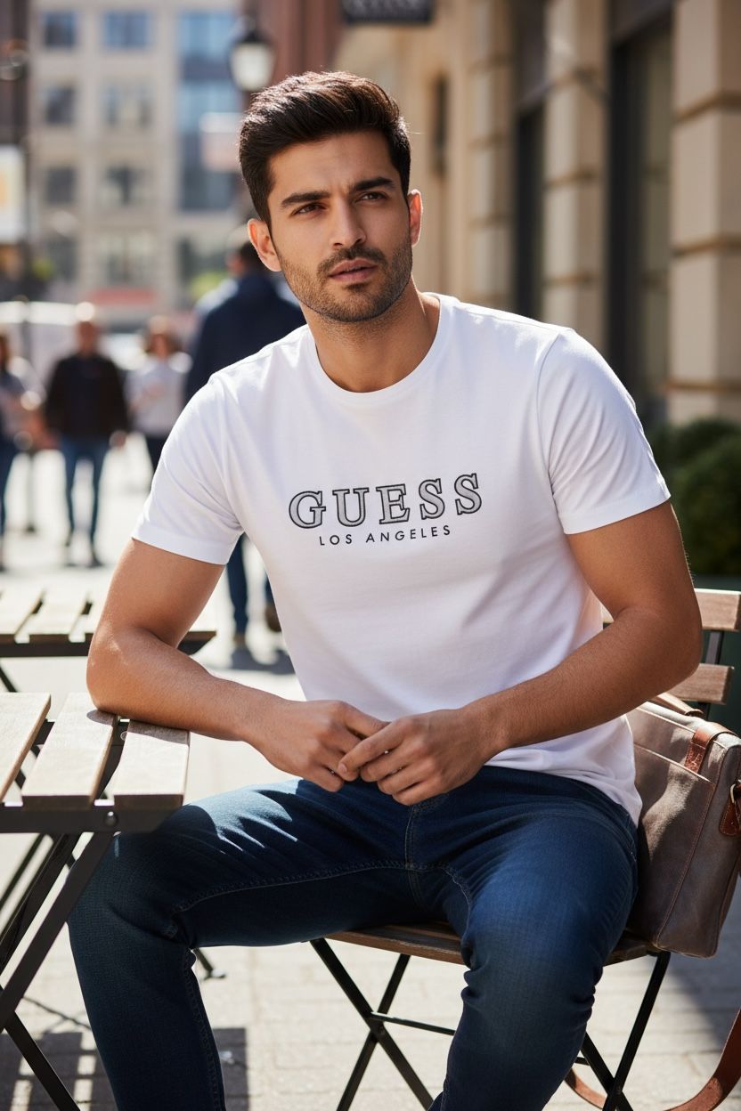 Men’s GUESS White Logo T-Shirt