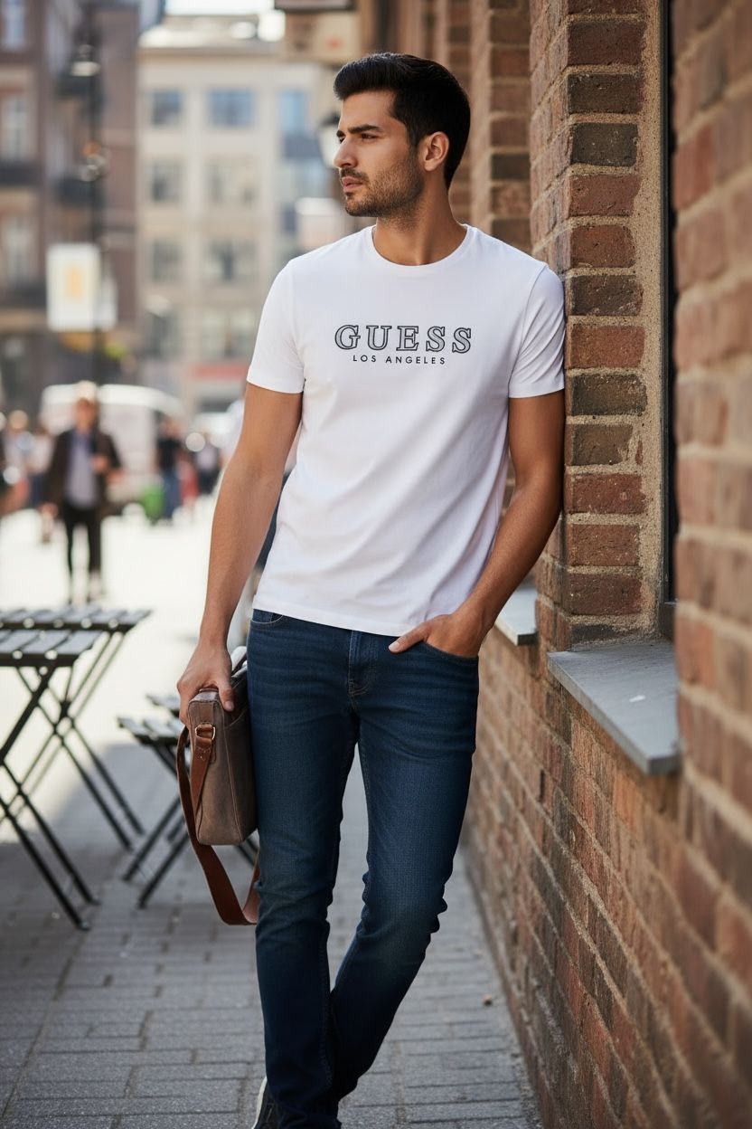 Men’s GUESS White Logo T-Shirt