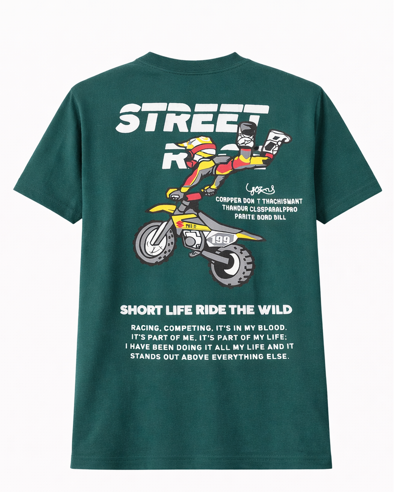 "Street Race" Moto-Graphic Forest Green Tee