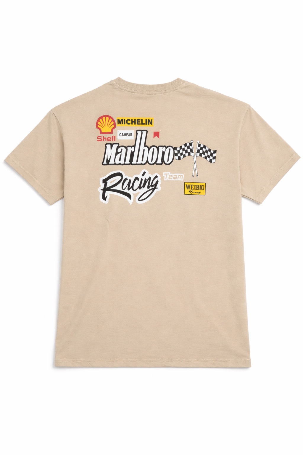 Men’s Beige Racing Graphic T-Shirt | Premium Streetwear Tee