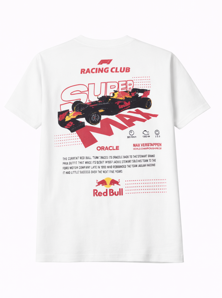 Max Verstappen "Super Max" Red Bull Racing F1 Tribute T-Shirt – White