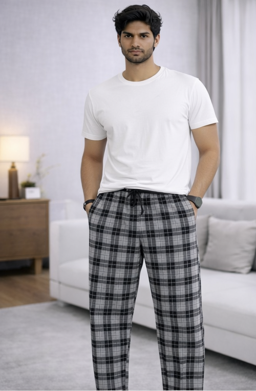 Men’s Classic Grey & Black Plaid Lounge Pants