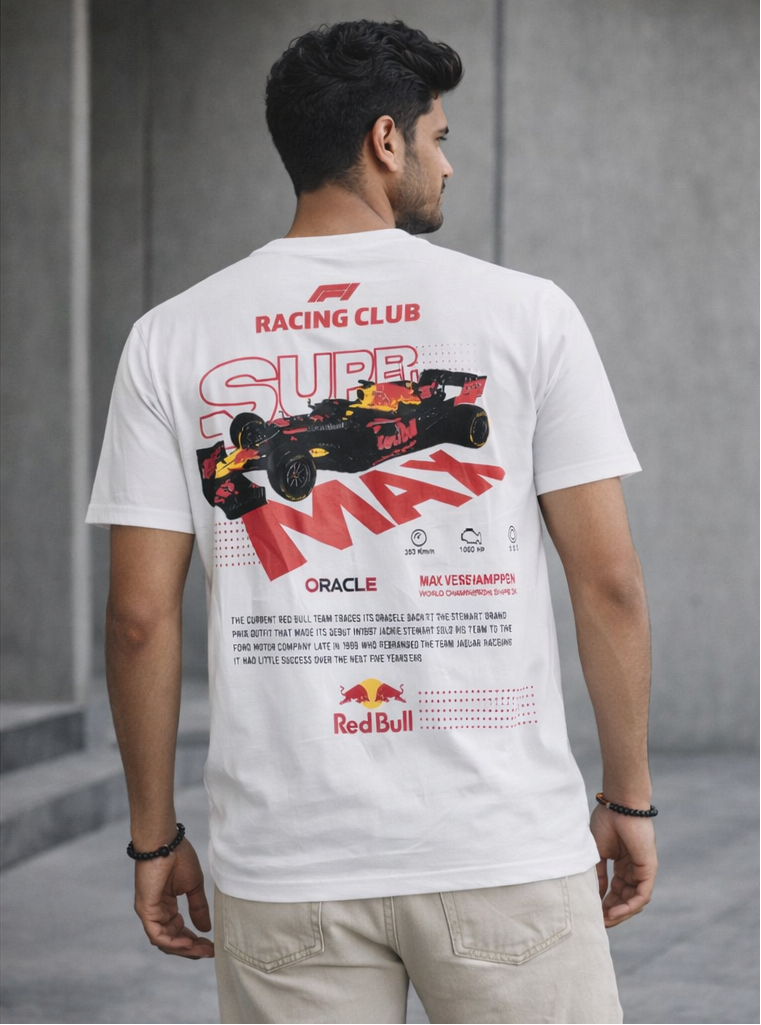 Max Verstappen "Super Max" Red Bull Racing F1 Tribute T-Shirt – White
