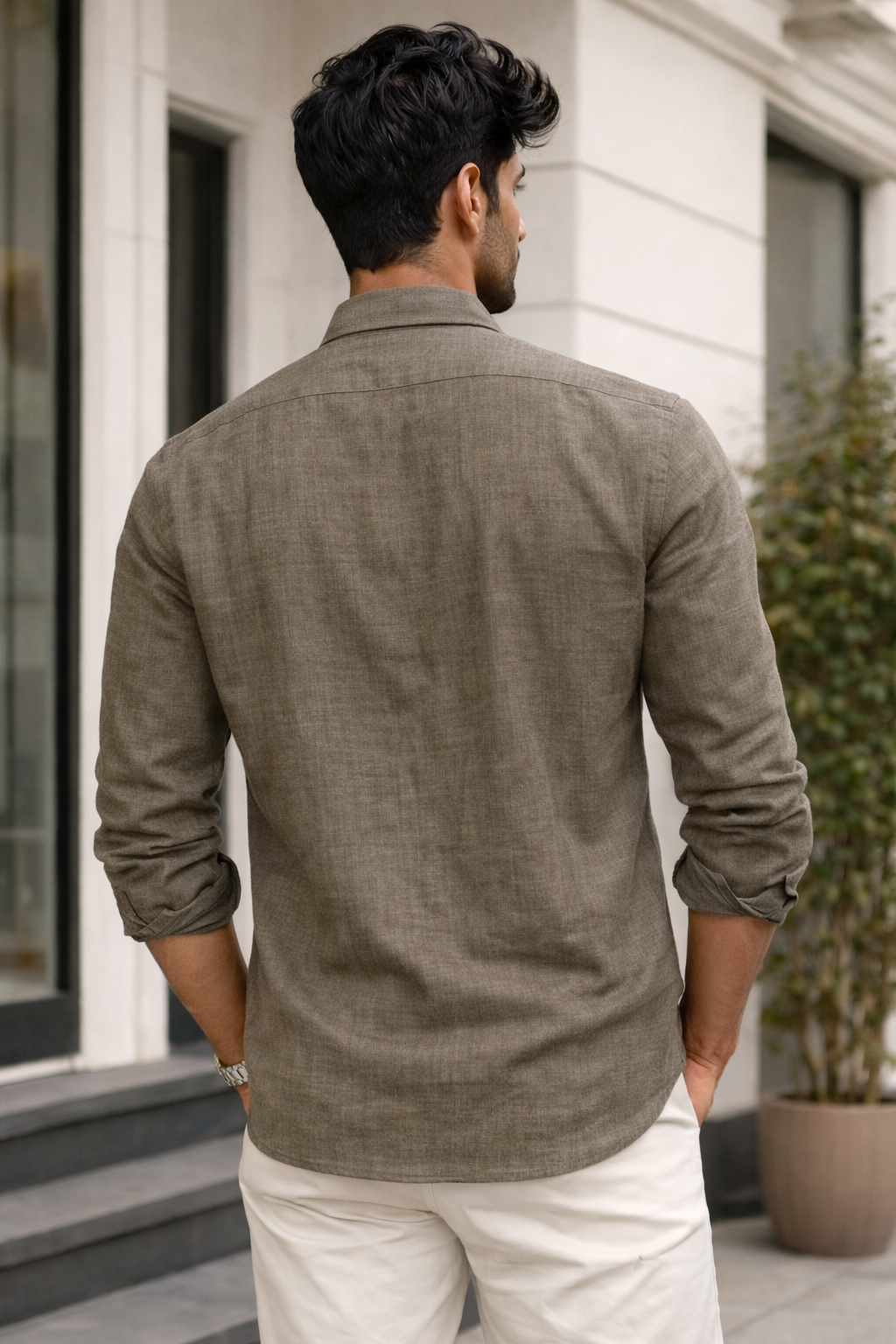 Jack Club Premium Taupe Long Sleeve Casual Shirt