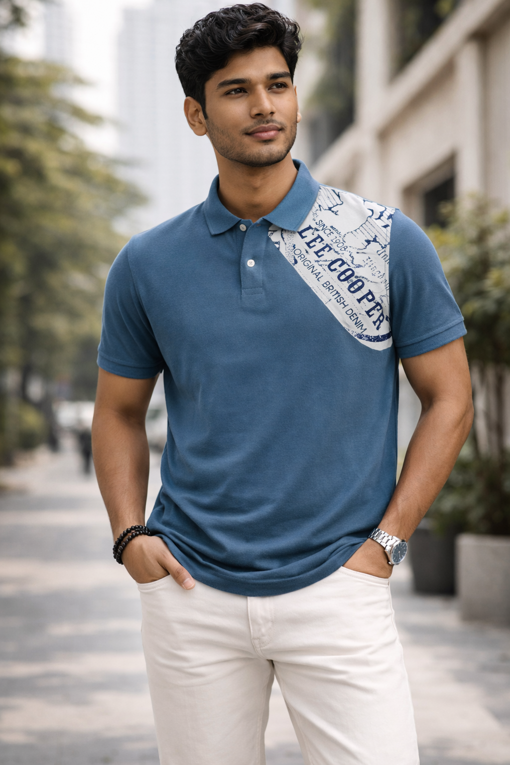 Lee Cooper "Original British Denim" Graphic Polo – Slate Blue