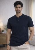 Essential Navy Blue Henley Neck Tee