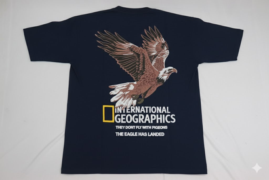 National Geographic "Eagles Don't Fly With Pigeons" Graphic Tee – Navy Blue