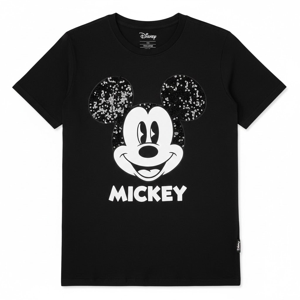 Classic Black Mickey Graphic T-Shirt for Women