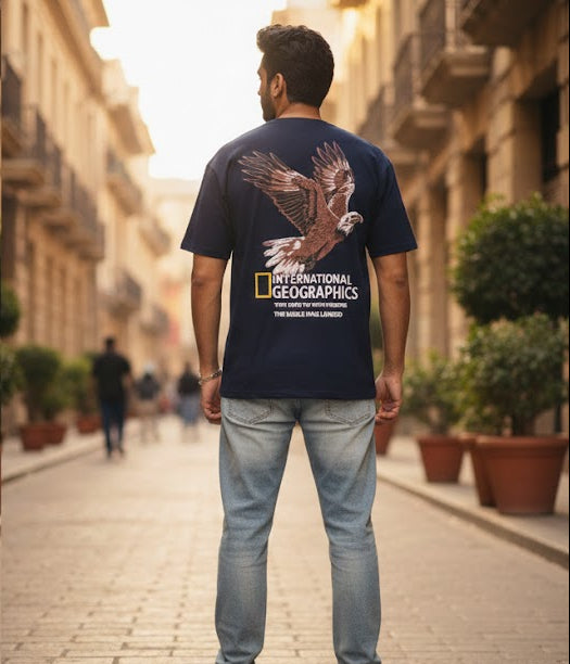 National Geographic "Eagles Don't Fly With Pigeons" Graphic Tee – Navy Blue